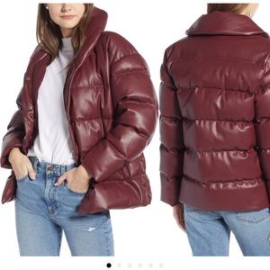 Somethingnavy faux leather puffer